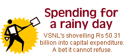 Spending for a rainy day: VSNL's shovelling Rs 50.31 billion into capital expenditure. A bet it cannot refuse.