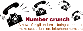  Number crunch: A new 10-digit system is being planned to make space for more telephone numbers.