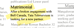 Matrimonial: After a broken engagement with Bell Canada, Tata Teleservices is looking for a new partner.