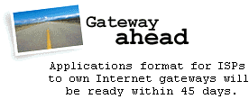 Gateway ahead: Applications format for ISPs to own Internet gateways will be ready within 45 days.