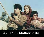 Rajendra Kumar with Nargis and Sunil Dutt in Mother India