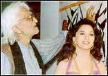 MF Hussain with Madhuri Dixit