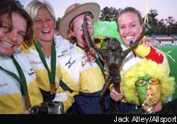 Australian women's hockey team with the Champion's trophy