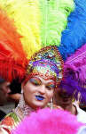A drag queen in all his/her glory, at London's Mardi Gras