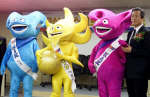 The three mascots for the 2002 World Cup finals