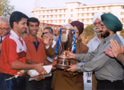 Air India captain Edward Aranha and Gavin Ferreira receive the Gold Cup