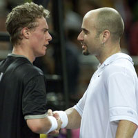 Lleyton Hewitt and Andre Agassi
