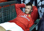David Beckham after breaking his foot