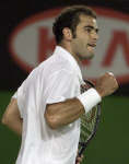 Pete Sampras rejoices after his victory